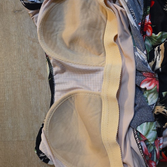 Floral Black and Red One-Piece Swimsuit - Picture 4 of 8